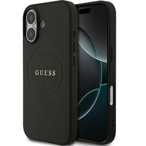 OUTLET: Etui Guess Hardcase Grained Ring do MagSafe do iPhone 17, czarne