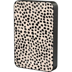 Powerbank indukcyjny Burga Magnetic Gunmetal Almond Latte, magnetyczny do MagSafe, Qi, USB-C, PD, 20W, 5000mAh + kabel USB-C, beżowy z czarnymi kropkami