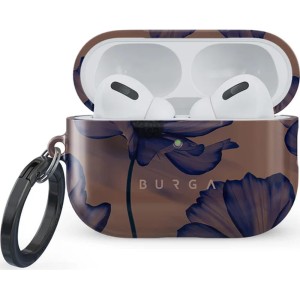 Etui Burga Velvet Night do AirPods Pro 3, brązowe z granatowymi kwiatami