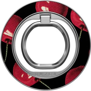 Magnetyczny ring / uchwyt na telefon / na palec / stojak Burga Magnetic Ring Holder, czarne z motywem owoców wiśni