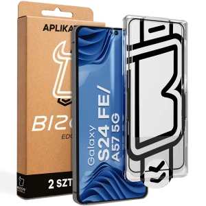 Szkło hartowane z ramką aplikacyjną Bizon Glass Aplikator Edge do Galaxy S24 FE / A57 5G, 2 zestawy