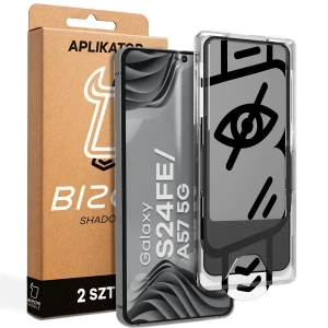 Szkło prywatyzujące z ramką aplikacyjną Bizon Glass Aplikator Shadow do Galaxy S24 FE / A57 5G, 2 zestawy