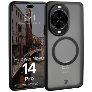 Etui z pierścieniem magnetycznym Bizon Case MatteO do Huawei nova 14 Pro, przydymione-czarne