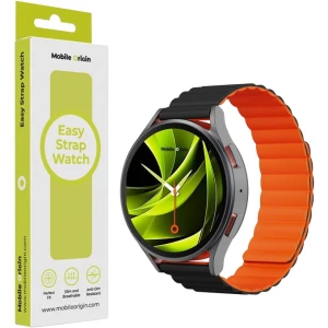 Pasek magnetyczny, silikonowy Mobile Origin Easy Strap Magnetic Watch do smartwatcha, Quick Release 22mm, pomarańczowo-czarne