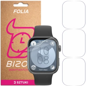 Folia ochronna na ekran zegarka Bizon Watch Film HydroFlex do Huawei Watch Fit 3, 3 sztuki