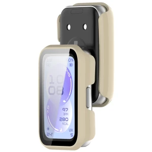 Etui ze szkłem do zegarka Bizon Case Watch Adamo do Huawei Band 11, beżowe