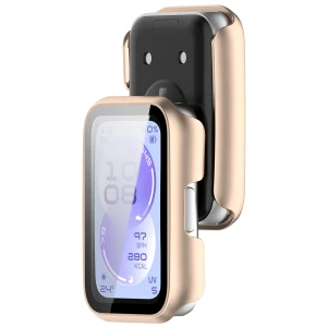 Etui ze szkłem do zegarka Bizon Case Watch Adamo do Huawei Band 11, satynowo różowe