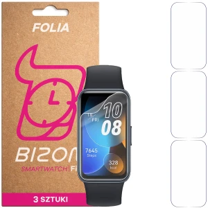 Folia ochronna na ekran zegarka Bizon Watch Film HydroFlex do Huawei Band 8, 3 sztuki