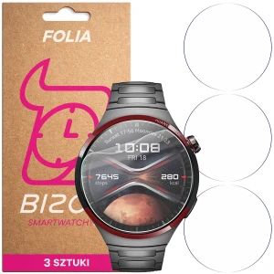Folia ochronna na ekran zegarka Bizon Watch Film HydroFlex do Huawei Watch 4 Pro, 3 sztuki