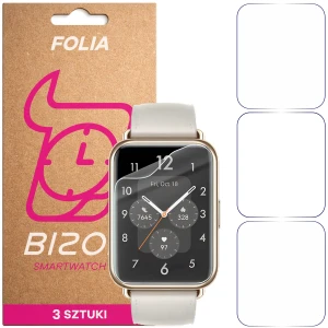 Folia ochronna na ekran zegarka Bizon Watch Film HydroFlex do Huawei Watch Fit 2, 3 sztuki