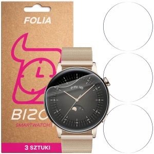 Folia ochronna na ekran zegarka Bizon Watch Film HydroFlex do Huawei Watch GT 3 42 mm Elegant, 3 sztuki