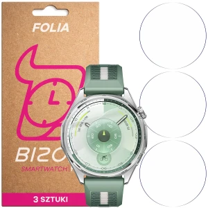 Folia ochronna na ekran zegarka Bizon Watch Film HydroFlex do Huawei Watch GT6 46 mm, 3 sztuki