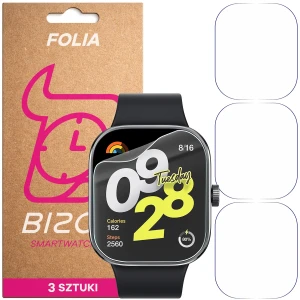 Folia ochronna na ekran zegarka Bizon Watch Film HydroFlex do Xiaomi Redmi Watch 4, 3 sztuki