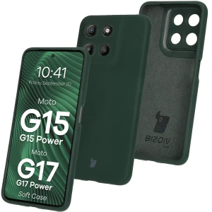 Silikonowe etui Bizon Soft Case do Motorola Moto G17 / G17 Power / G15 / G15 Power, ciemnozielone