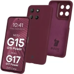 Silikonowe etui Bizon Soft Case do Motorola Moto G17 / G17 Power / G15 / G15 Power, ciemnofioletowe