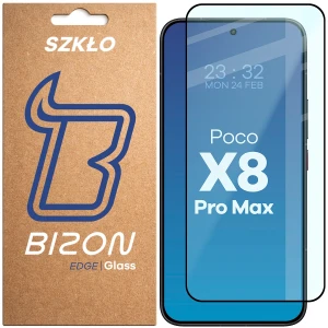 Szkło hartowane Bizon Glass Edge do Xiaomi POCO X8 Pro Max, czarna ramka