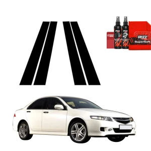 4w1 Czarna folia Grizz Protector na słupki do Honda Accord 7 Facelift (2005-2007)