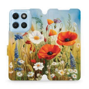 Etui z klapką do Motorola Moto G17 Power, Mobiwear Book, łąkowe kwiaty