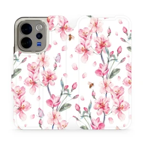 Etui z klapką do Vivo V70 5G, Mobiwear Book, różowa wiosna