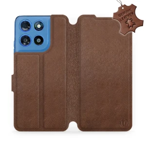 Etui z naturalnej skóry do Motorola Moto G57 Power, Mobiwear Leather, brązowe