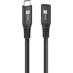 Kabel / przedłużacz USB-C (męski) - USB-C (żeński), ERPOWER Extender Cable, 100W, 10Gb/s, 2 m, oplatany, czarny