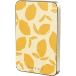 Powerbank indukcyjny Burga Magnetic Gold Lemon Tart, magnetyczny do MagSafe, Qi, USB-C, PD, 20W, 5000mAh + kabel USB-C, żółty z wzorem cytryn