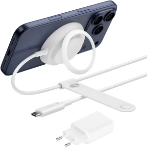 Ładowarka indukcyjna Belkin Ultra Charge Magnetic Charger Round Qi2.2 25W +PSU WIA014 dla iPhone z MagSafe, biała