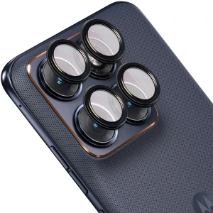 Szkło na aparat Bizon Glass Snap Lens do Motorola Edge 70 Fusion, 1 zestaw, czarna ramka