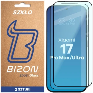 Szkło hartowane Bizon Glass Edge Duo do Xiaomi 17 Ultra / 17 Pro Max, czarna ramka, 2 sztuki