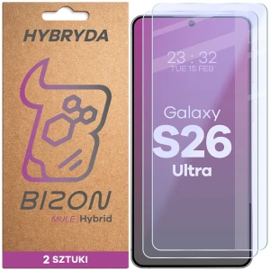 Elastyczne szkło hybrydowe Bizon Hybrid Mule Duo do Galaxy S26 Ultra, 2 sztuki