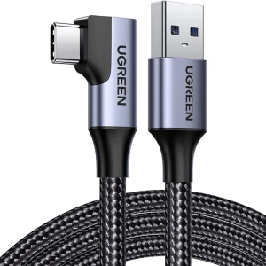 OUTLET: Kabel kątowy (90°) Ugreen US385 USB-A  do USB-C, 5Gb/s, 3A, 1m, czarny