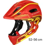 Kask rowerowy dziecięcy 52-56 cm fullface Wozinsky HT-27CZ z tylną lampką, czerwono-żółty