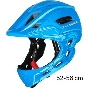 Kask rowerowy dziecięcy 52-56 cm fullface Wozinsky HT-27N z tylną lampką, niebieski