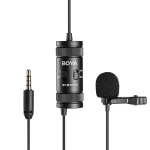 Mikrofon krawatowy, BOYA BY-M1 Pro II, przewód 6 m, minijack 3.5 mm, klips, pojemnościowy, czarny