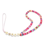 Zawieszka Guess Phone Heishi Beads Strap, kolorowa z dominującym różem