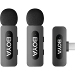 Mikrofony bezprzewodowe do telefonu USB-C, BOYA BY-V20 V2.0, 2.4 GHz, czarne