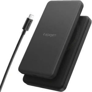 Powerbank indukcyjny do MagSafe Qi2 15W, Spigen Essential EA2205MQ, 5000mAh USB-C PD 22.5W + kabel, czarny