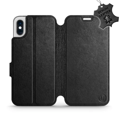 Etui z naturalnej skóry do iPhone X, Mobiwear Leather, czarne