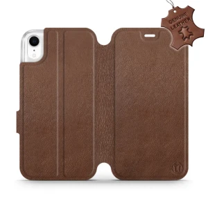 Etui z naturalnej skóry do iPhone Xr, Mobiwear Leather, brązowe
