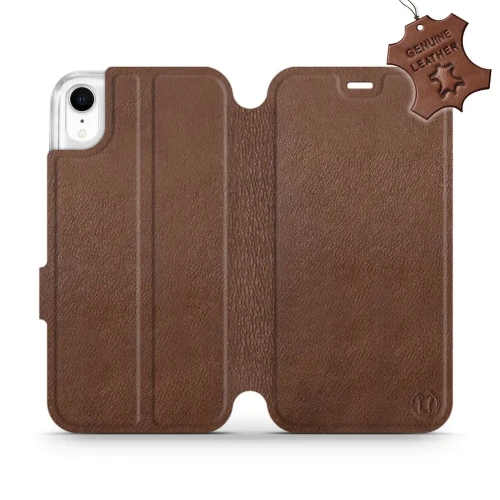 Etui z naturalnej skóry do iPhone Xr, Mobiwear Leather, brązowe