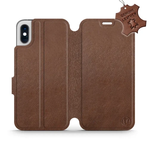 Etui z naturalnej skóry do iPhone Xs, Mobiwear Leather, brązowe