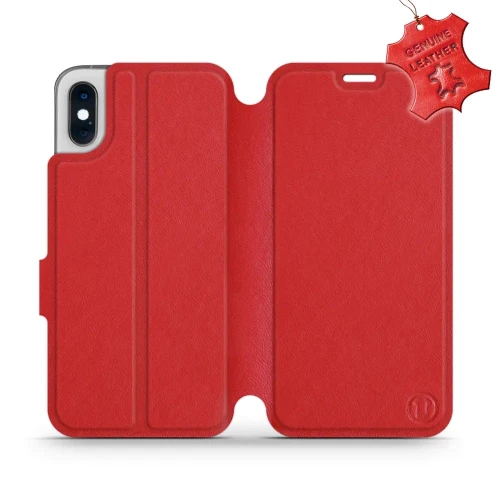Etui z naturalnej skóry do iPhone X, Mobiwear Leather, czerwone