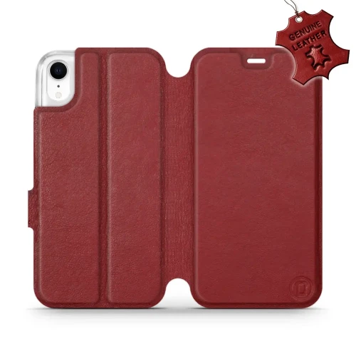 Etui z naturalnej skóry do iPhone Xr, Mobiwear Leather, ciemno-czerwone
