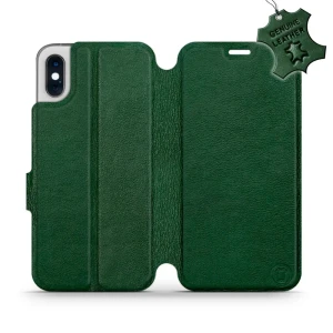 Etui z naturalnej skóry do iPhone Xs, Mobiwear Leather, zielone