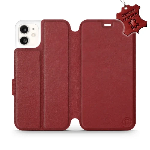 Etui z naturalnej skóry do iPhone 11, Mobiwear Leather, ciemno-czerwone