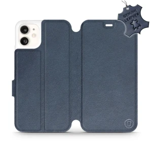 Etui z naturalnej skóry do iPhone 11, Mobiwear Leather, granatowe