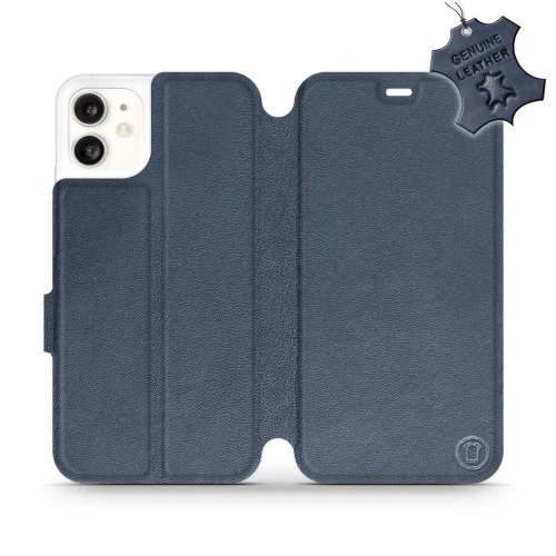 Etui z naturalnej skóry do iPhone 11, Mobiwear Leather, granatowe