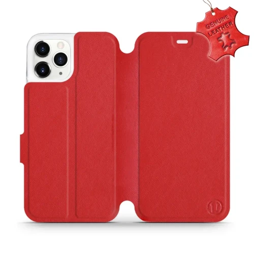 Etui z naturalnej skóry do iPhone 11 Pro, Mobiwear Leather, czerwone