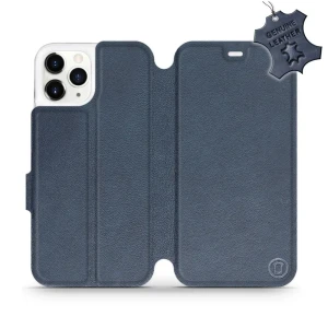 Etui z naturalnej skóry do iPhone 11 Pro, Mobiwear Leather, granatowe