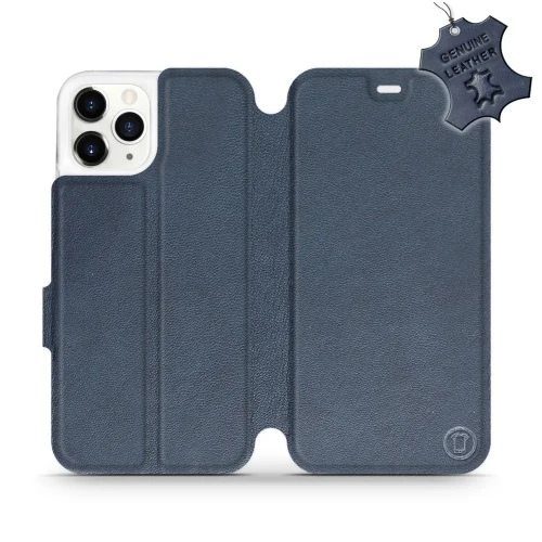 Etui z naturalnej skóry do iPhone 11 Pro, Mobiwear Leather, granatowe